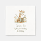 Giraffe met Boek Hoofdstuk Een 1e Verjaardagsfeest Servet (Voorkant)