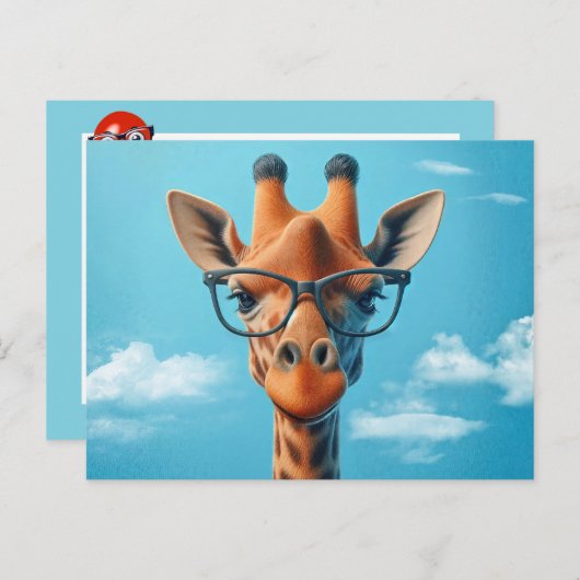 Giraffe met bril briefkaart (Voorkant / Achterkant)