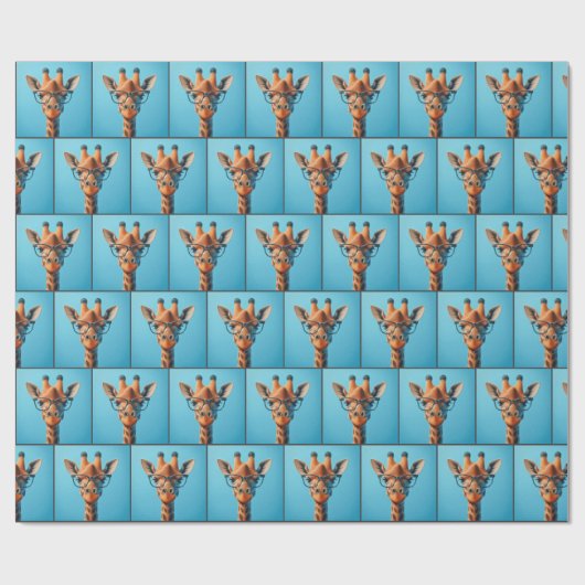 Giraffe met bril cadeaupapier (Vlak)