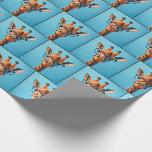 Giraffe met bril cadeaupapier (Hoek)