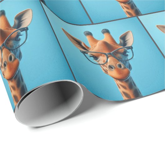 Giraffe met bril cadeaupapier (Rol Hoek)