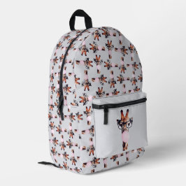 Giraffe met bril die roze bruinkgom blaast bedrukte rugzak