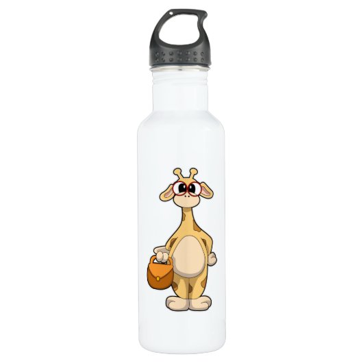 Giraffe met bril en tas waterfles  (Voorkant)