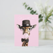 Giraffe met bril, hoed, kauwgom Beterschap Briefkaart (Staand voorkant)