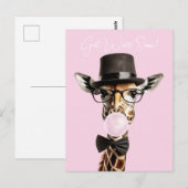 Giraffe met bril, hoed, kauwgom Beterschap Briefkaart (Voorkant / Achterkant)