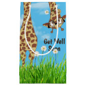 Giraffe met bril in gras klein cadeauzakje (Voorkant)