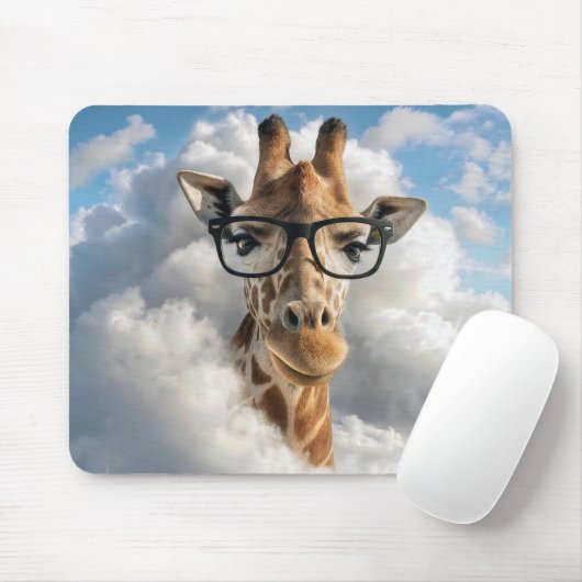 Giraffe met Bril in Wolk Muismat (Met muis)