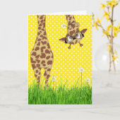 Giraffe met bril op pooldots kaart (Gele Bloem)