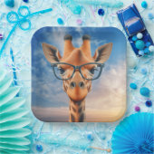 Giraffe met bril papieren bordje (Feest)