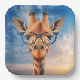 Giraffe met bril papieren bordje