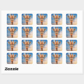 Giraffe met bril vierkante sticker (Vel)
