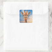 Giraffe met bril vierkante sticker (Tas)