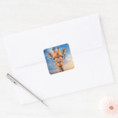 Giraffe met bril vierkante sticker (Envelop)