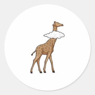 Giraffe met cloud ronde sticker
