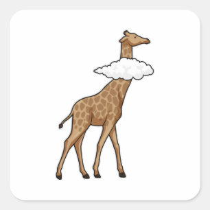 Giraffe met cloud vierkante sticker