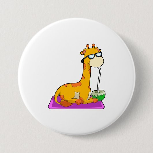 Giraffe met Coconut Ronde Button 7,6 Cm (Voorkant)
