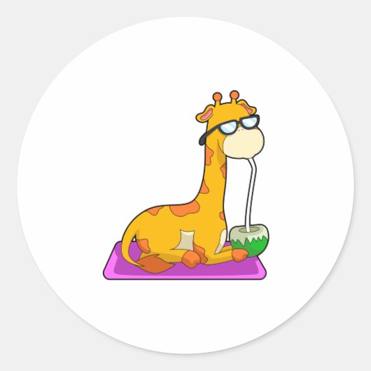 Giraffe met Coconut Ronde Sticker (Voorkant)