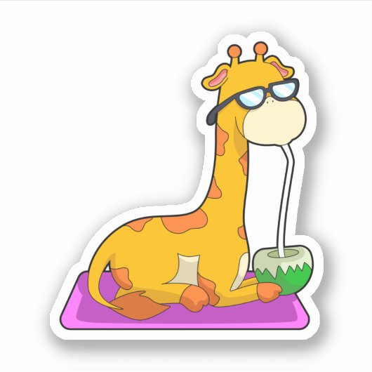 Giraffe met Coconut Sticker (Voorkant)