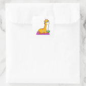 Giraffe met Coconut Vierkante Sticker (Tas)