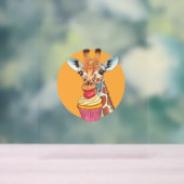 Giraffe met cupcake acryl bord (Neutraal)