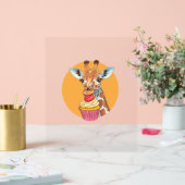 Giraffe met cupcake acryl bord (Huwelijk)