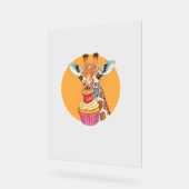 Giraffe met cupcake acryl bord (Hoek)