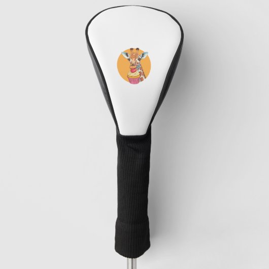Giraffe met cupcake golfheadcover (Voorkant)