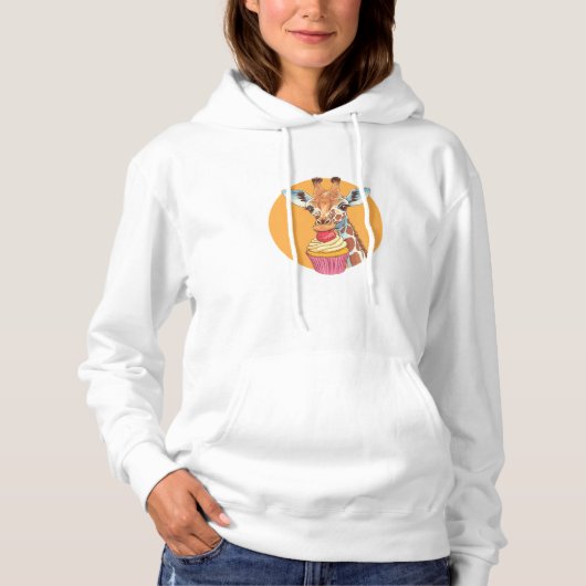 Giraffe met cupcake hoodie (Voorkant)