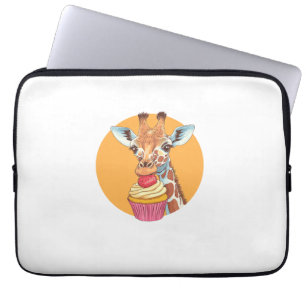 Giraffe Met Cupcake Laptop Sleeve