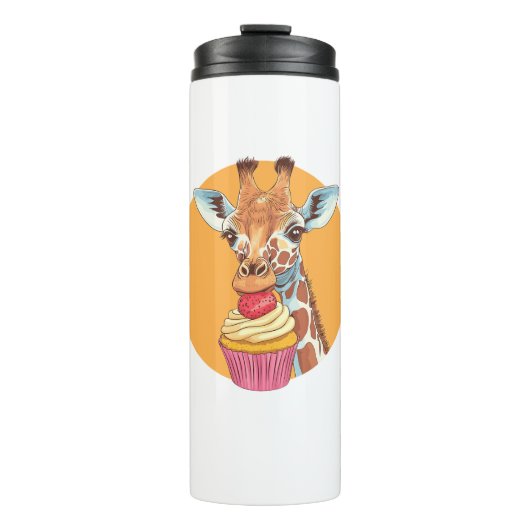 Giraffe Met Cupcake Thermosbeker (Voorkant)