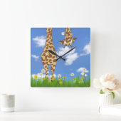 Giraffe met Daisy op Sky Vierkante Klok (Huis)