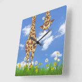 Giraffe met Daisy op Sky Vierkante Klok (Hoek)