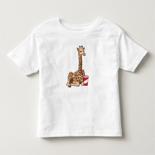Giraffe met Drink Kinder Shirts (Voorkant)