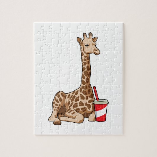 Giraffe met Drink Legpuzzel (Verticaal)