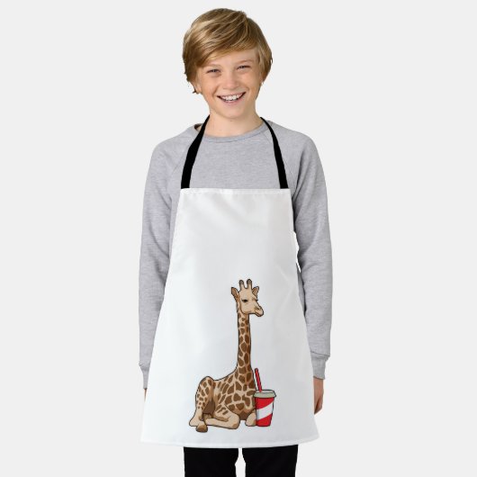 Giraffe met Drink Schort (Gedragen)