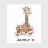 Giraffe met Drink Sticker (Vel)