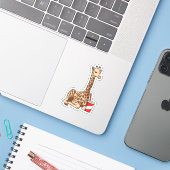 Giraffe met Drink Sticker (Laptop met iPhone)