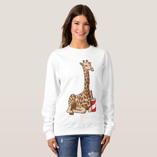 Giraffe met Drink Trui (Voorkant volledig)