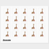 Giraffe met Drink Vierkante Sticker (Vel)