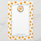 Giraffe met een bloemenkrans op Oranje plekken Briefpapier (Voorkant)