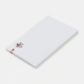 Giraffe met een bril die kauwgom blaast post-it® notes (Schuin)