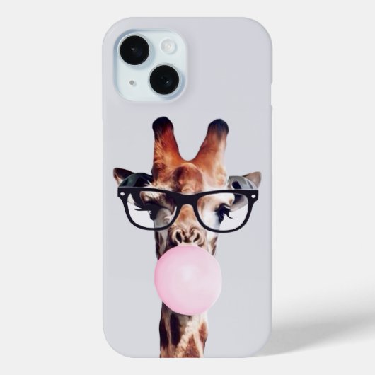 Giraffe met een bril die roze kauwgom blaast Case-Mate iPhone case (Achterkant)