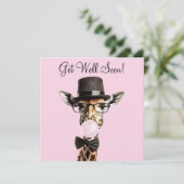 Giraffe met een bril, hoge hoed, kauwgom Get Well (Staand voorkant)