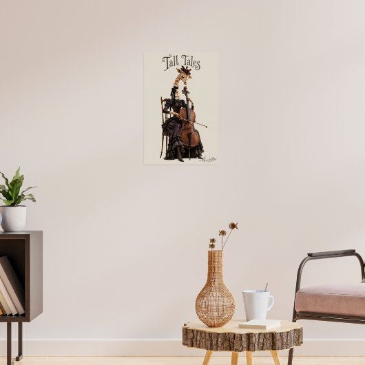 Giraffe met een Cello Poster (Woonkamer 3)