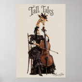 Giraffe met een Cello Poster (Voorkant)