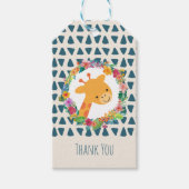 Giraffe met een Floral WreathDankuwel Cadeaulabel (Voorkant)