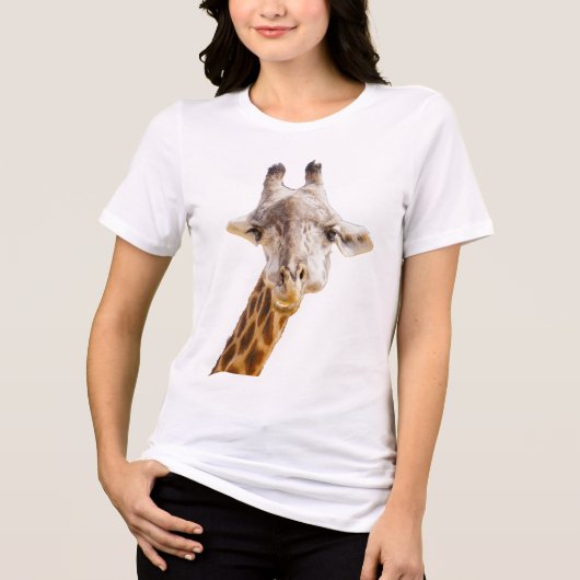 Giraffe met een Grin Wildlife Funny Tri-Blend Shirt (Voorkant)