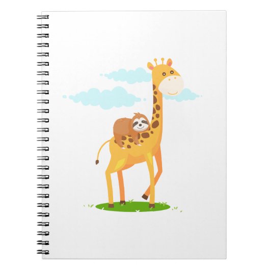 Giraffe met een kleine grappigheidstoets voor kind notitieboek (Voorkant)