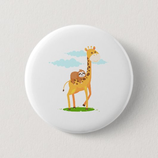 Giraffe met een kleine grappigheidstoets voor kind ronde button 5,7 cm (Voorkant)