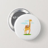 Giraffe met een kleine grappigheidstoets voor kind ronde button 5,7 cm (Voorkant /achterkant)